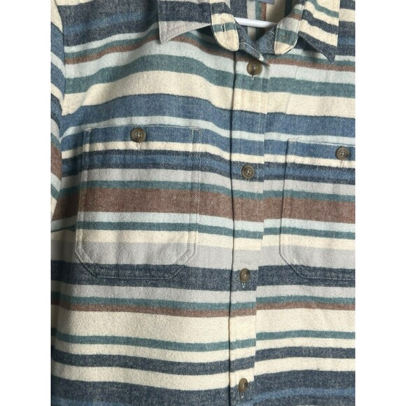 LL Bean Shirt Mens Large Flannel Serape Chamois Southwest Stripe Blanket Shacket - Picture 5 of 14